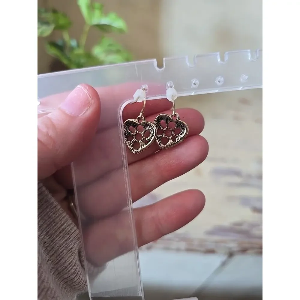 Silver Tone Filigree Hollow Heart‎ Shaped Fashion Jewelry Drop Dangle Earrings
